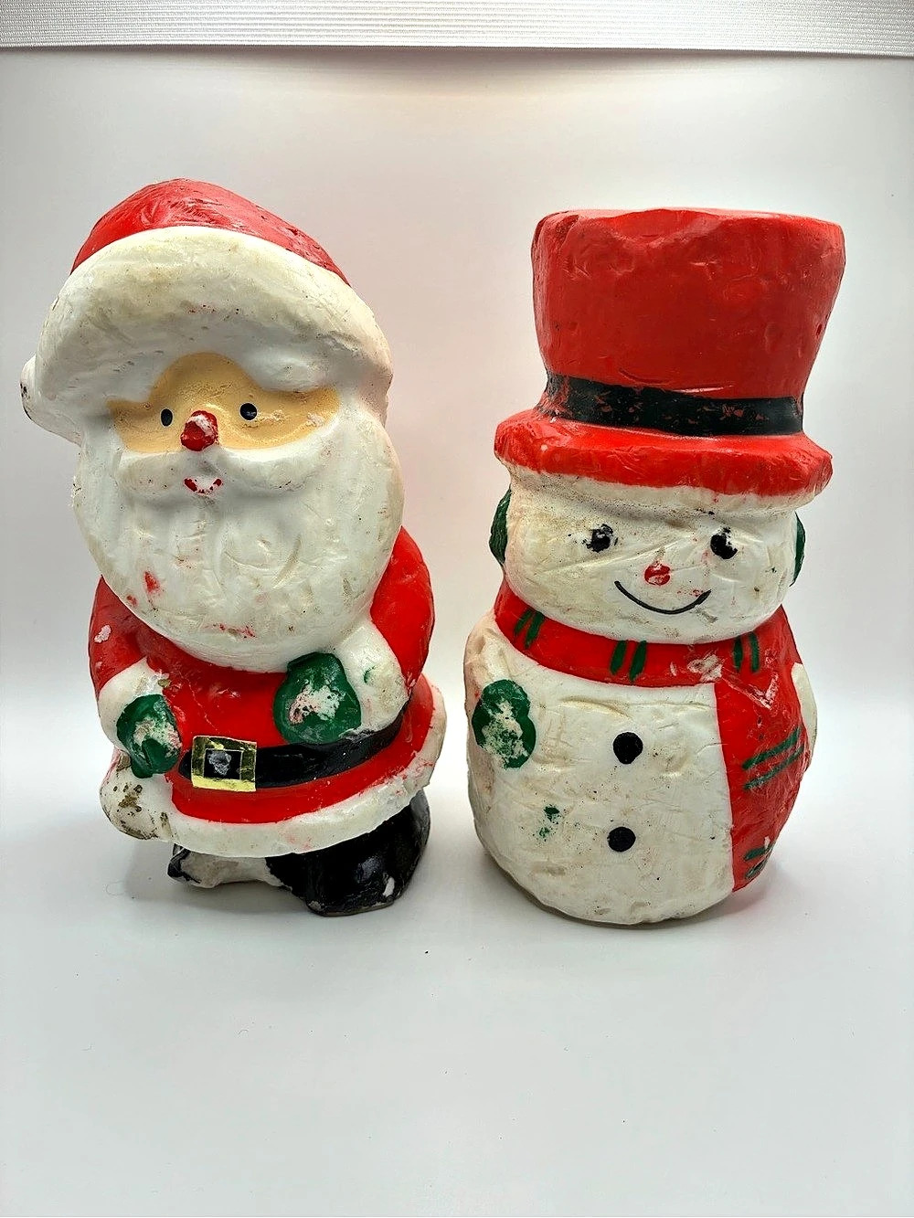 Holiday Santa & Snowman Figurines Red & White